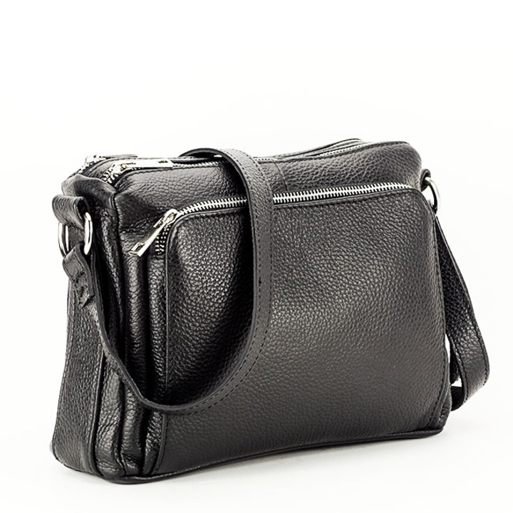 Fekete valódi bőr táska B-8981 124 Fekete