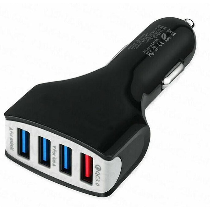 Зарядно за кола Qualcomm 3.0 Fast Charge, 4 x USB, 7A, черно