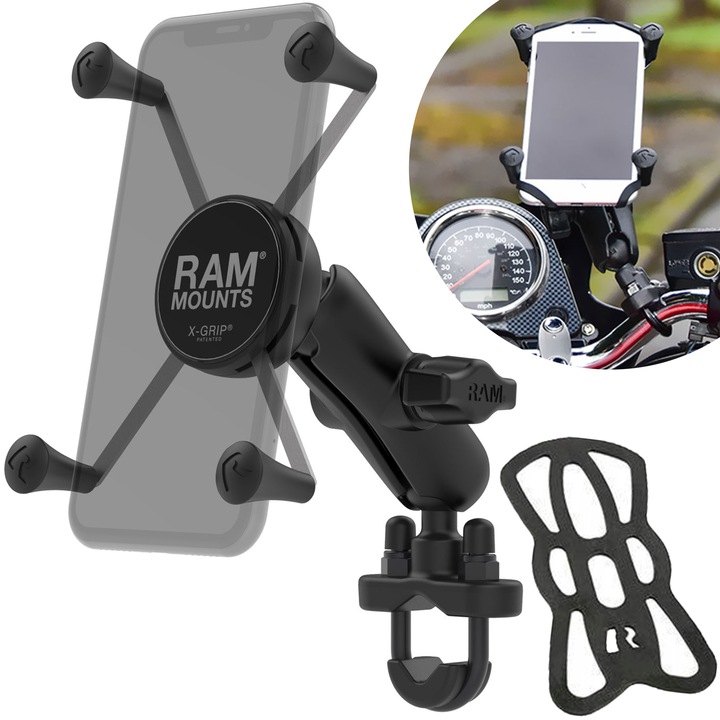 Стойка за мобилен телефон Ram Mounts, X-Grip, Универсална, Черен, RAM-B-149Z-UN10U