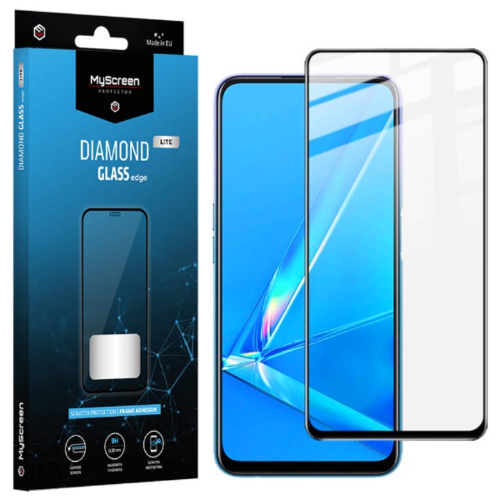 Képernyővédő fólia Realme 9i-hez, MyScreen Protector, Biztonságos üveg, Átlátszó/fekete
