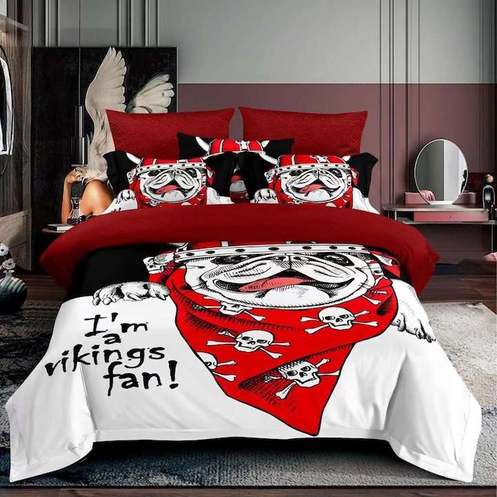 Set lenjerie pat 3D finet 1 persoana, 3 piese, 160x220 cm, Ralex Pucioasa, F1P17