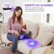 Set lanterna UV si ochelari protectie, 128 LED-uri, 395 nm, Negru