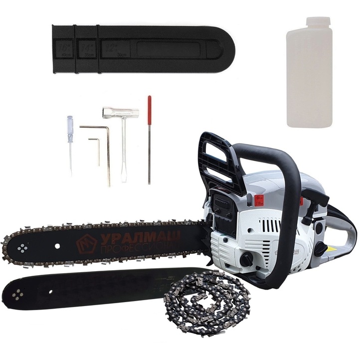 Mega Garden láncfűrész, 6 Cp, 58 cc, két 40 cm-es penge, 0,325 osztás, 9500 ford./perc