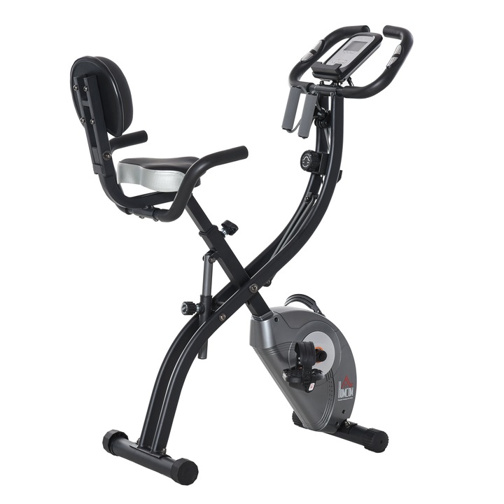 Bicicleta de exercitii, Homcom, Pliabila, Otel/Abs/Plastic, Gri/Negru