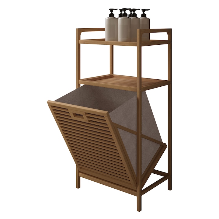 Raft pentru baie cu cos de rufe Monerit, MIRJAN24, lemn, 40x95x30 cm