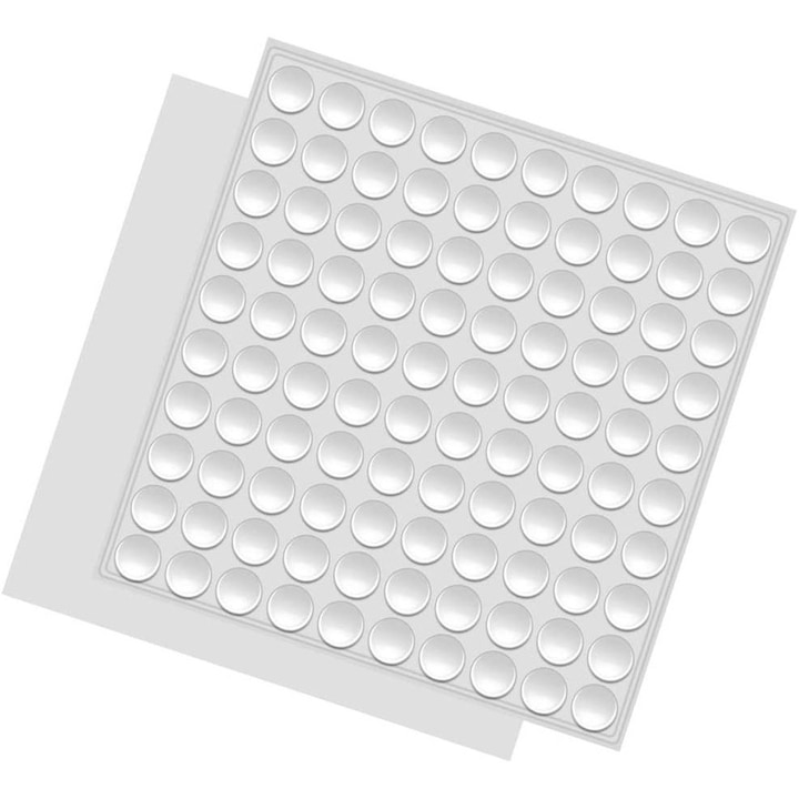 Set 200 butoni amortizare usi/sertare, Cauciuc, 10x3 mm, Transparent