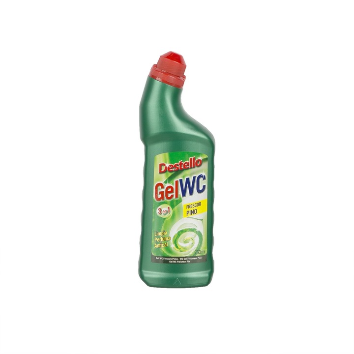 Gel pentru curatarea vasului WC, Destello, 0.75 L, parfum de pin