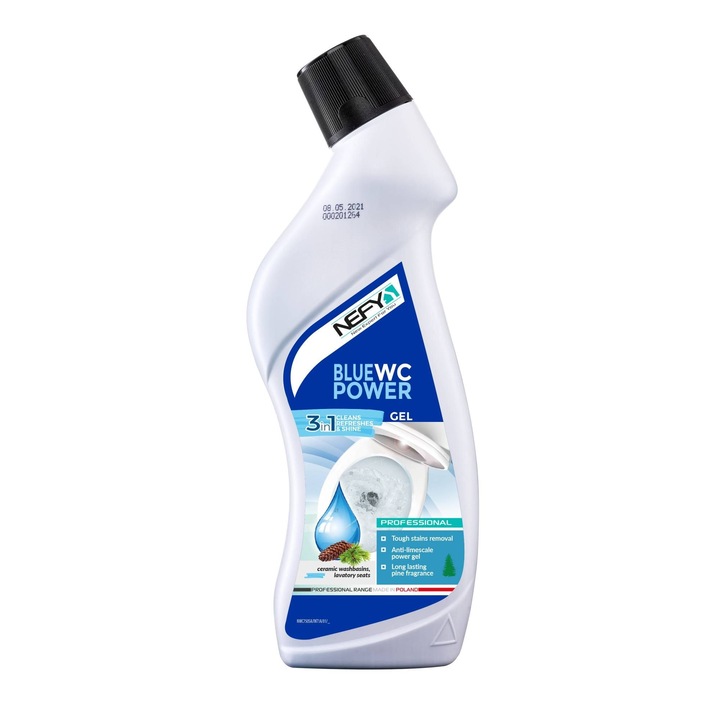 Gel pentru curatarea vasului WC, Nefy, 0.75 L, parfum de pin