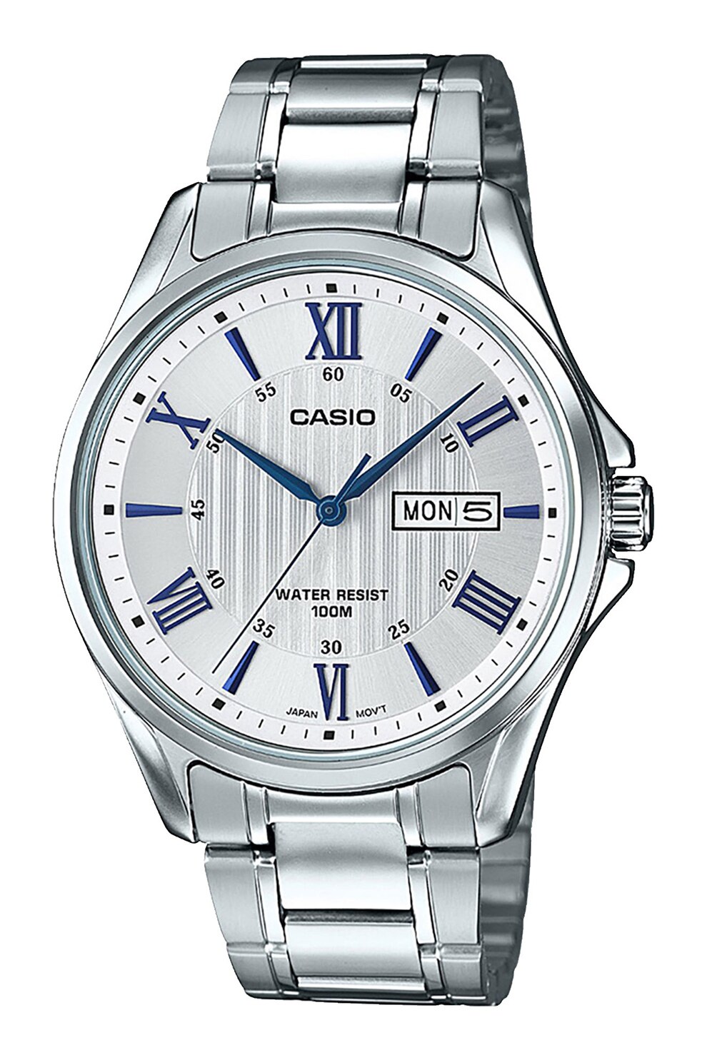 Casio, Ceas de otel inoxidabil cu trei indicatoare, Argintiu
