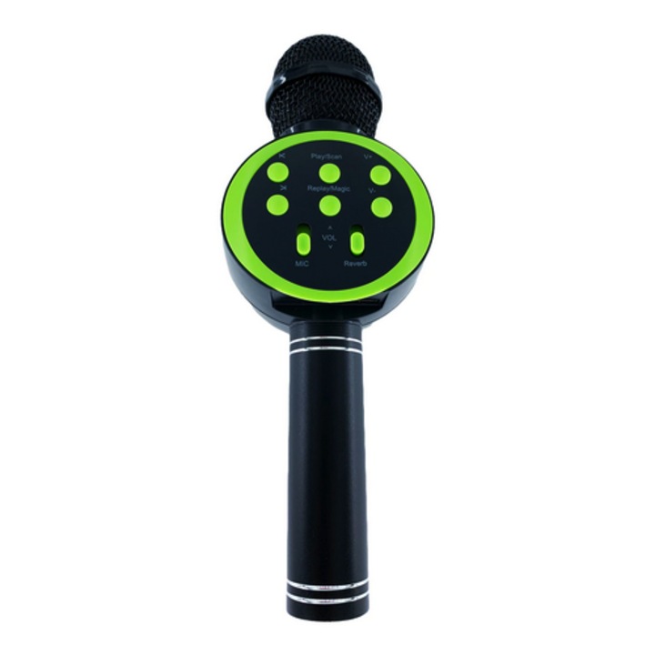 Vezeték nélküli karaoke mikrofon hangszóróval és Bluetooth V11, hordozható, professzionális hangszóró, beépített akkumulátor, USB töltés, fekete/zöld