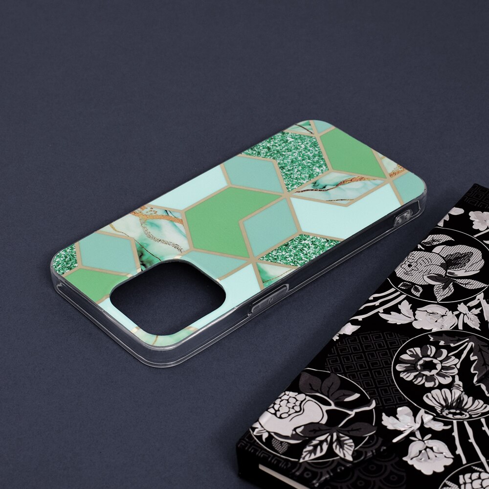 Husa pentru iPhone 13 Pro, Techsuit Marble Series, Green Hex