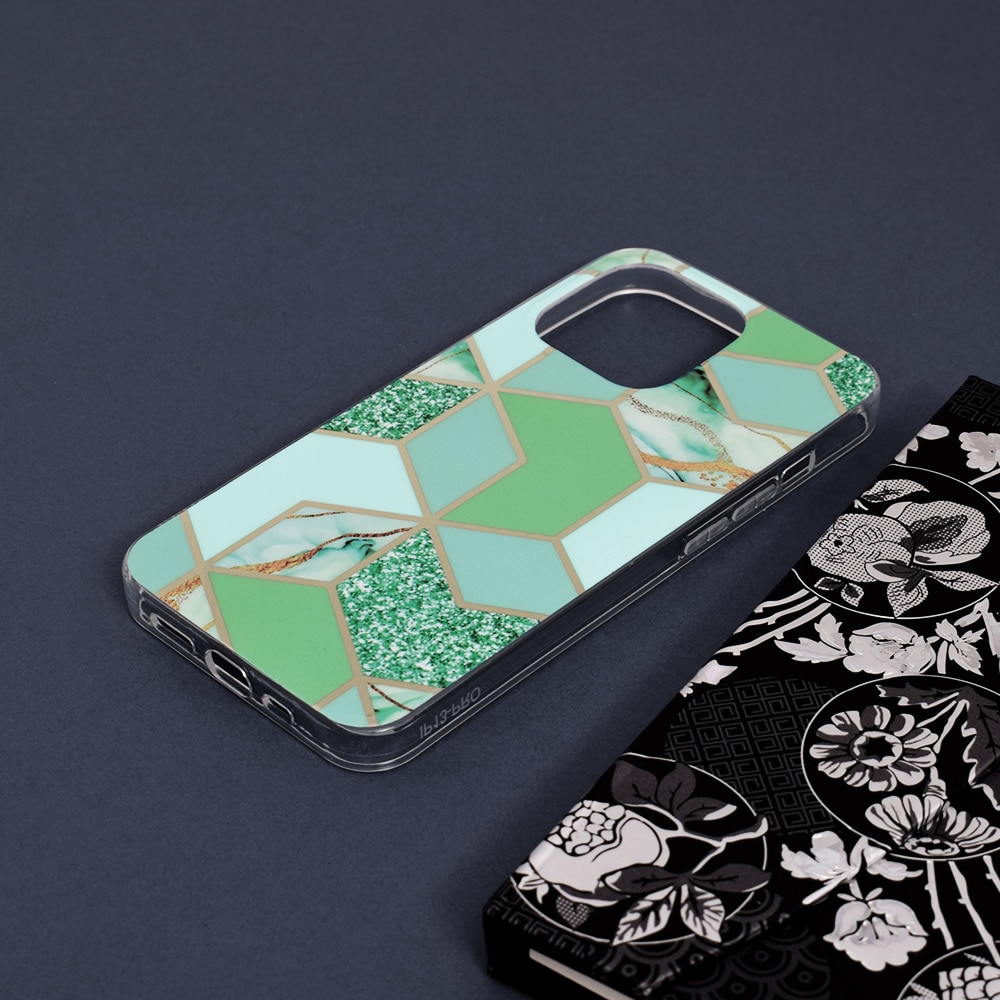 Husa pentru iPhone 13 Pro, Techsuit Marble Series, Green Hex