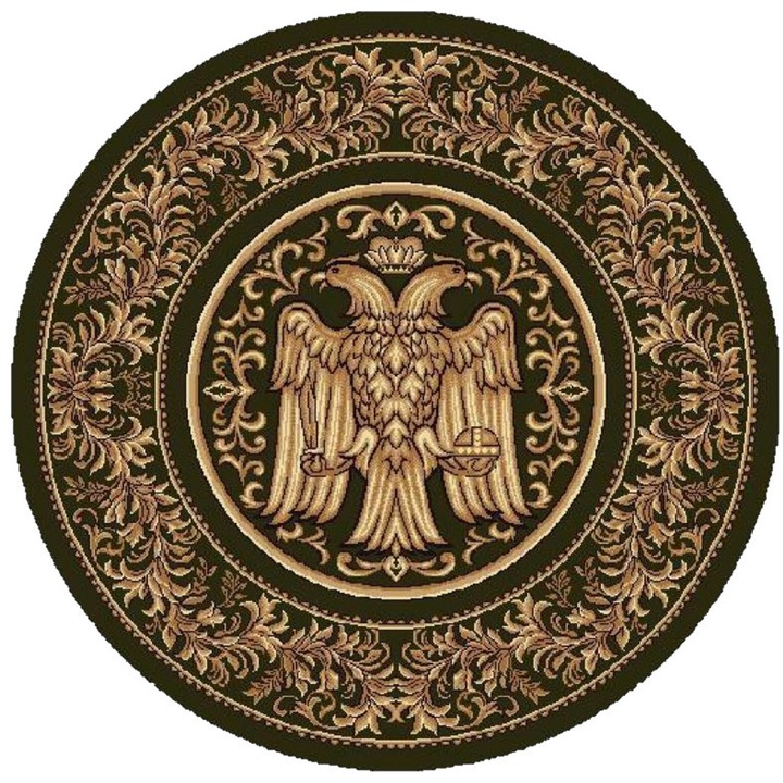 Covor Lotos, Model Bisericesc, 15032, Verde, Rotund, 100x100 cm, 1800 gr/mp