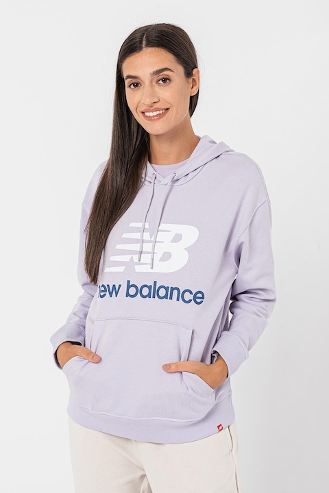 New Balance, Суитшърт Essentials с лого, Бледа лила/Син