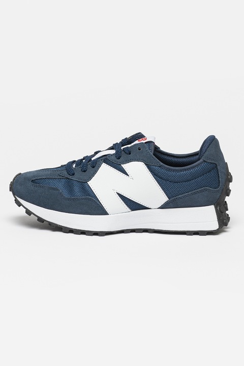 New Balance, Pantofi sport cu garnituri de piele 327, Bleumarin, 12