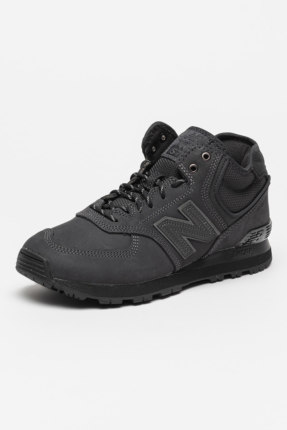 New Balance, Спортни обувки 574 с набук и мрежа, Черен, 8 - eMAG.bg
