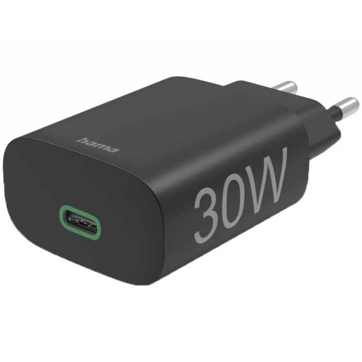 Hama hálózati töltő, USB, PD / Qualcomm, 30W, Fekete