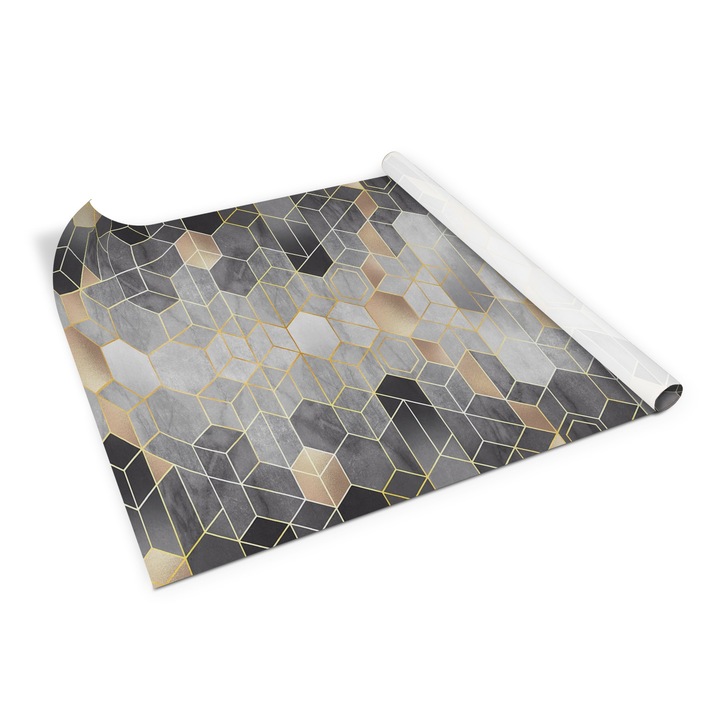 Folie de mobila autoadeziva, Decormat, Abstractia geometrica, Gri, 100 x 50 cm, 010130570010000053965