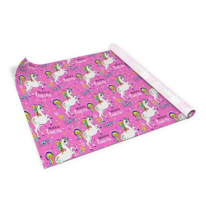 Folie de mobila autoadeziva, Decormat, inorog, Roz, 100 x 50 cm, 010130570010000054068