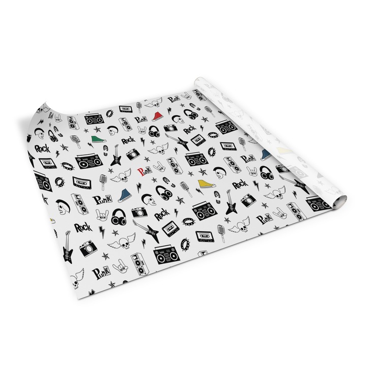 Folie de mobila autoadeziva, Decormat, punk rock, Negru, 100 x 50 cm, 010130570010000054122