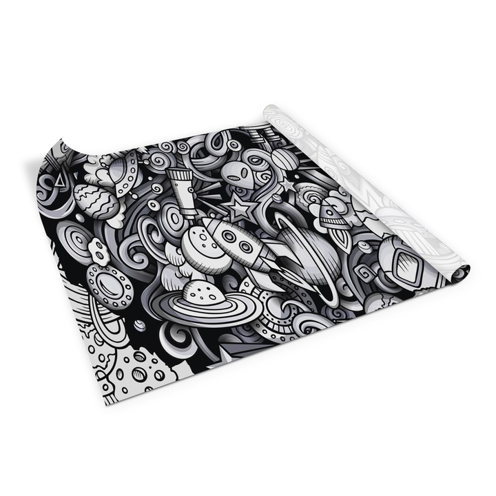 Folie de mobila autoadeziva, Decormat, Stilul de desene animate Cosmos, Negru, 100 x 50 cm, 010130570010000054121