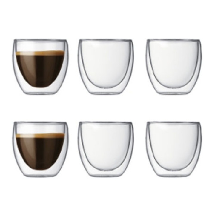6 darabos pohárkészlet, Bodum, Üveg, 80 ml, Átlátszó