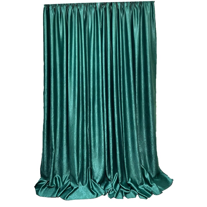 Set draperii uni, blackout, culoare verde, din colectia "Unik by Liz Line - Emerald Green" 200cmx245cmx2buc, cu rejansa - D55592