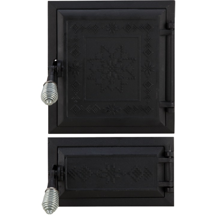 Usa pentru soba cu cenusar motive romanesti Sita, 275+140x255 mm, negru mat