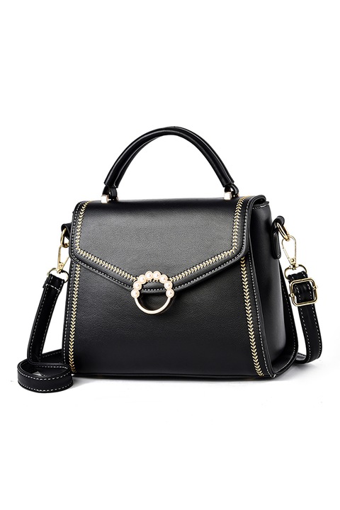 Дамска чанта, Мултифункционална, PU кожа, 22x11x25 см, Черна