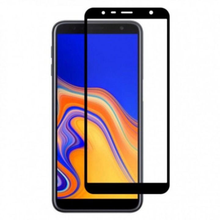 Folie Sticla compatibila pentru Samsung Galaxy J6 2018, Gold Market®, Full Face, Fata, Negru