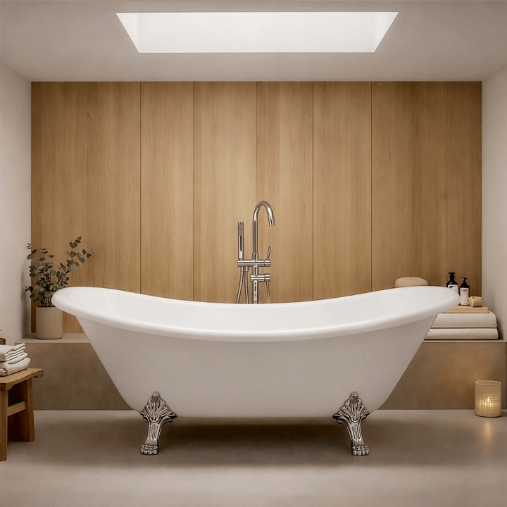 Cada acril freestanding Bella* BSM-410 1700 x 750 x 750 mm, picioare argintii