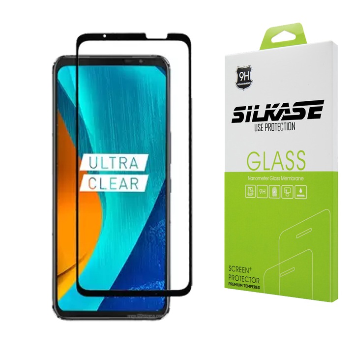 Стъклено фолио SILKASE, За ASUS ROG Phone 6 Full Glue, Full display, Черен