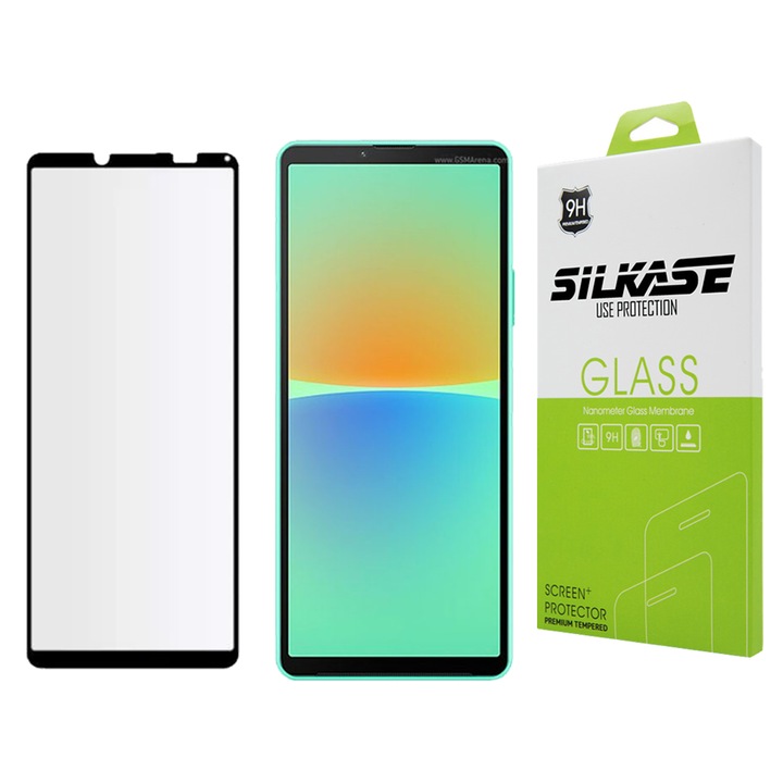 SILKASE üvegfólia Sony Xperia 10 IV-hez, Full Glue, Full display, fekete