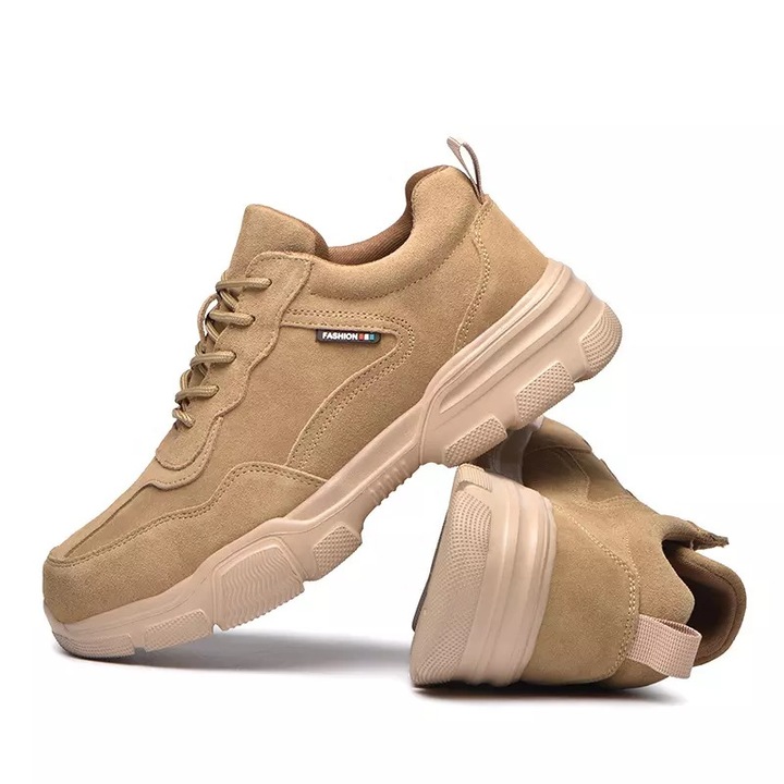 Защитни Работни Обувки Fashion Khaki с Метално Предпазно Бомбе, S3, от еко кожа, Размер-40