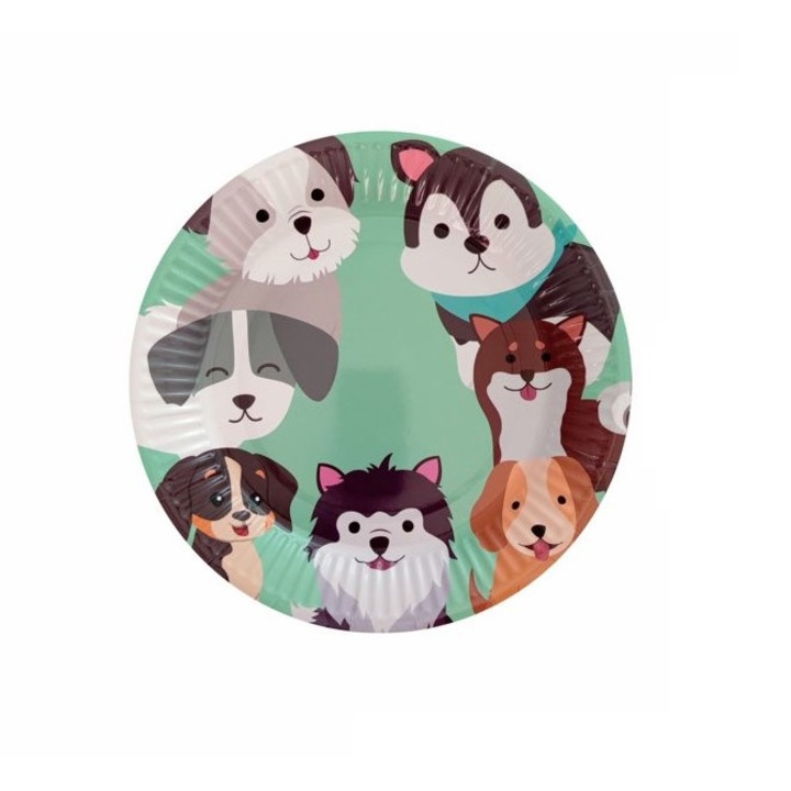 Комплект 8 парти чинии, кученца, 18 см