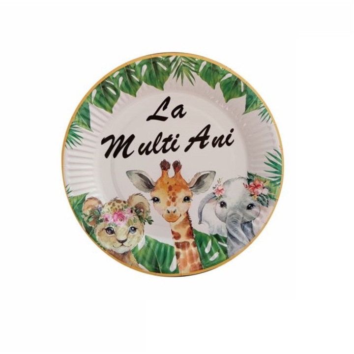 8db parti tányér készlet, állatok, 18 cm