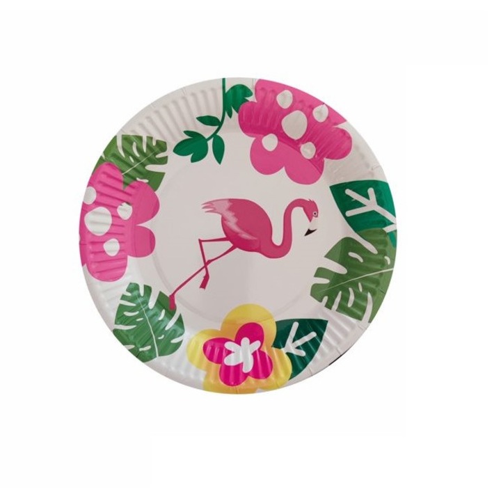 8 darabos partitányér készlet, flamingó, 18 cm