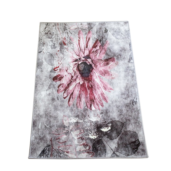 Covor copii Bamboo 98, 100x150 cm, grosime 10 mm, 1200g/mp, bumbac si poliester, model crizantema