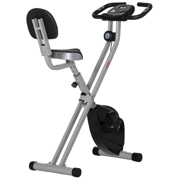 Bicicleta fitness, Homcom, Otel/ABS/PVC, 43x97x109 cm, Gri/Negru