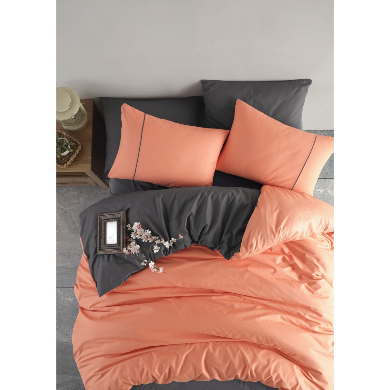 Lenjerie pat dublu bumbac 100% ranforce, 4 piese, Bahar Tekstil, Paris