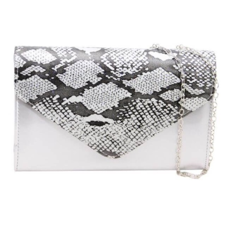 Geanta dama Caza Pelletteria piele ecologica model plic A1 gri sidefat