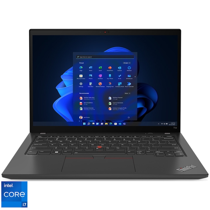Lenovo ThinkPad T14 Gen 3 14" WUXGA laptop, Intel® Core™ i7-1260P, 32GB, 1TB SSD, Intel® Iris® Xe Graphics, Windows 11 Pro, Nemzetközi angol billentyűzet, Fekete