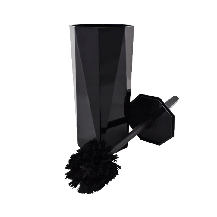 Set perie wc si suport, model diamant, negru Sepio