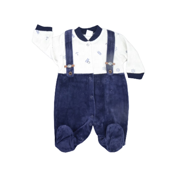 Salopeta cu maneca lunga pentru baieti Bebelinna 1175, Bleumarin 81960