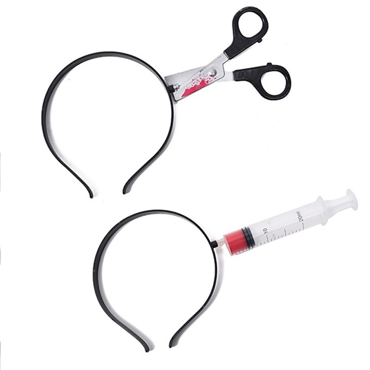 Set 2 coronite carnaval, Koungiam, Tematica Halloween, Plastic, 12x13 cm, Negru/Alb