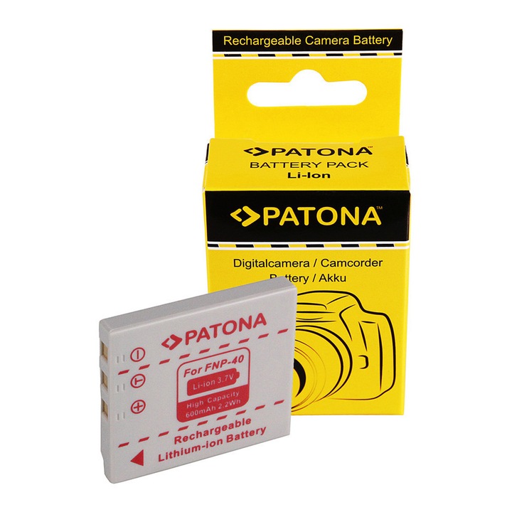 Patona FUJI FINEPIX NP-40 NP40 F402 F610 F700 F810 600mAh / 3.7V / 2.2Wh Li-Ion utángyártott akkumulátor