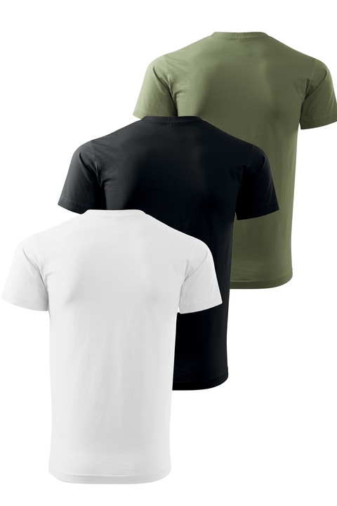 Set 3 tricouri de barbati, Malfini, Elegant Casual, Alb/Negru/Khaki