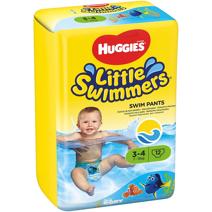 Scutece-chilotel pentru apa Huggies Little Swimmers 3-4, 7-15 Kg, 12 buc