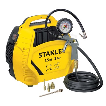 Compresor aer profesional fara ulei Stanley STN595, 1.5 CP, 8 bar presiune lucru, 180 l/min debit aer Compresor aer profesional fara ulei Stanley STN595, 1.5 CP, 8 bar presiune lucru, 180 l/min debit aer