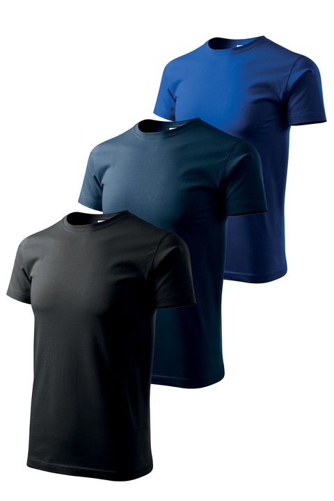 Set 3 tricouri de barbati, Malfini, Elegant Casual, mix 8, Negru/Albastru royal/Bleumarin